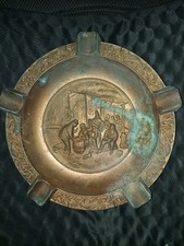 Vtg Italian Action Co Pewter Brass High Relief Ashtray Plate Original 1941... picture