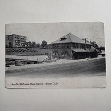 Vintage Postcard Amelia Flats & Union Station Akron Ohio Railroad Depot Posted picture