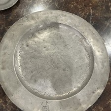 Large Antique 18thC English Pewter Charger 13.5