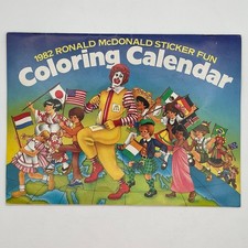 Vintage 1982 Ronald McDonald Sticker Fun Coloring Calendar McDonaldland 1980s picture