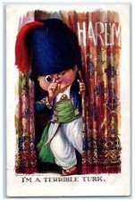 c1910's Little Boy Herem I'm A Terrible Turk Unposted Antique Postcard picture