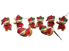 8 vintage mistletoe magic christmas bear ornaments lot sant hats holly A2 picture
