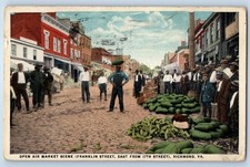 c1918 Richmond Virginia VA Postcard Open Air Market Scene Franklin Street Posted picture