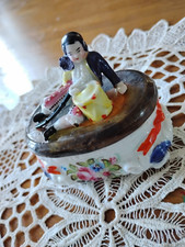Vtg Porcelain Whimsey Trinket Box/Ink Well  Fairing Box Soldier w Sword-Drum picture