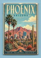PHOENIX ARIZONA TRAVEL POSTER *2X3 FRIDGE MAGNET* SOUTHWEST DESERT VALLEY OF SUN picture