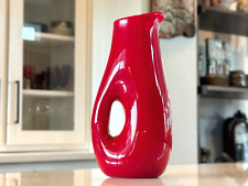 Vintage Kosta Boda Style Red Art Glass Pierced Hole Vase, Vicke Lindstrand Style picture