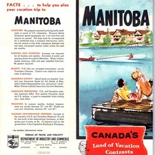 c1950s Manitoba Canada Travel Brochure Bulman Bros Illustrated Tourism Map Vtg picture
