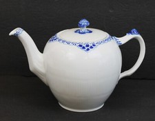Royal Copenhagen Princess Blue White Fluted Teapot Denmark Feminine Lace 40oz picture