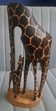 Hand Carved Hand Painted Wood Giraffes ~ Made In Kenya ~ Wood Folk Art picture