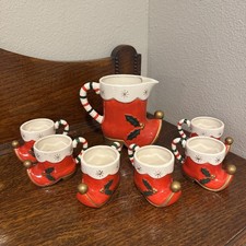 Vintage Napco Tom & Jerry Christmas Elf Boot Pitcher w 6 Mugs Complete Set X5503 picture
