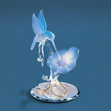 Hummingbird & Blue Flower Glass Figurine picture