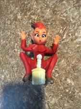 Rare Vintage 1950’s Rubber Elf Pixie Red Sitting With Snake Hong Kong picture