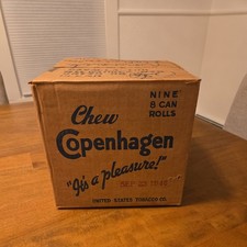 Vintage Copenhagen Snuff Chew Tobacco Can Original Cardboard Shipping Box 1946 picture
