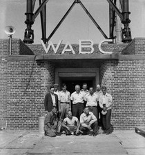 Crew and employees pose at the WABC doorway on Columbia Networks 1940s Photo 1 picture