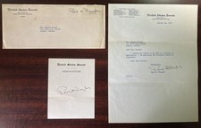 PAUL H. DOUGLAS-*Signature, TLS, envelope*-U.S. Senate-1952-(3) item lot-Scarce picture