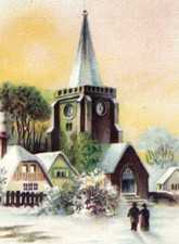 1880s-90s Richard A. Donnelly Clothing Winter Scene Church Snow #7N picture