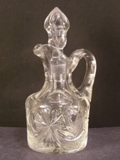 STUNNING 19c ABP Brilliant Cut Glass Crystal Cruet Oil Bottle Drape Swag Pattern picture