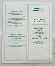 BN Southern Region ETT No  1  1/1/1993 Burlington Northern Railroad employee Tim picture