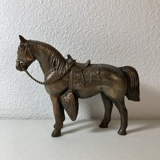 Vintage Bronze Tone Metal 5” Western Horse Figurine W BROKEN TAIL picture