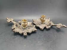 Brass Bronze Candle Holders Set Of 2 Vintage picture
