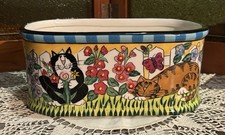 Vintage hand-painted ceramic Catzilla cachepot planter by Candace Reiter picture