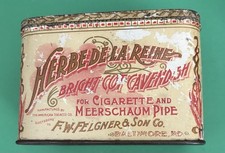 Vintage Early 1900's Herbe De La Reine Cavendish Tobacco Tin F W Felgner & Sons picture