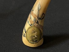 War of 1812 Scrimshaw Horn -Vtg Hand Painting -US Frigate Essex picture