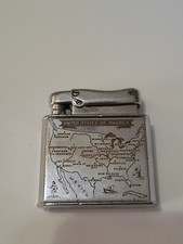 Vintage 1950s Colibri Monopol Automatic Pocket Lighter United States Map Rare  picture