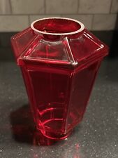 Red Glass Lamp Globe Mason Candlelight Co. Hexagon Vintage 1960's picture