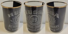 HUSSA BREWING COMPANY Antique PRE-PRO Bangor Wisconsin Brewery ETCHED BEER GLASS picture