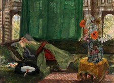 Oil painting John-Frederick-Lewis-The-Siesta young lady girl sleeping picture