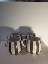 Vintage Wide Stripe Mug Amcrest Japan 4 Set Brown picture