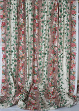 4 drapes Authentic Sharon Kessler Lattice Stripe & English Ivy New/Old Stock USA picture