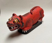 Vintage Bali Tiger, Hand Carved & Painted Wood Folk Art, 10