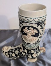Vintage Gerz German Ceramic Beer Boot Stein 1L Mold 202 Cobalt Blue Stoneware picture