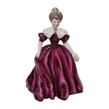 Florence Ceramics Nita Ceramic Figurine Burgundy Dress Spaghetti Floral Vintage picture