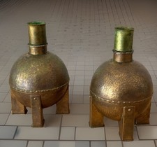 Antique Mid Century Bronze Brutalist Orb Candle Holders / MCM / Harjes Germany picture