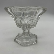 EAPG Flint Glass Pedestal Master Salt Pressed Loop Clear Glass Antique picture