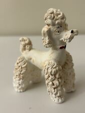 Vintage Italy Poodle Puppy Dog Curly Hair Chalk Figurine Mini White MCM picture