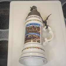 RARE Vintage Regimental German 1906-09 Lithophane Lidded Beer Stein picture