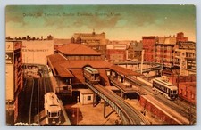 Postcard Dudley St, Terminal, Boston Elevated, Boston, MA, Train, Railroad picture
