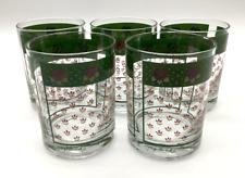 5 Georges Briard Green Farm Country House Rose Flower Bar Glasses Rocks Whiskey picture