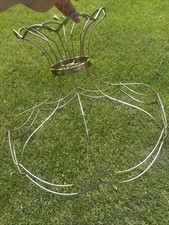Vtg VICTORIAN X-LARGE SCALLOPED WIRE LAMP SHADE FRAME 15.5”T X 22” BOTTOM DIAM picture