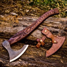 Custom Handmade Carbon Steel Viking Axe Tomahawk Axe Throwing Hatchet W/Sheath , picture