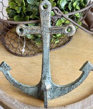 Rustic Cast Iron Turquoise 6” Metal Decorative Ocean Anchor nautical Wall Decor picture
