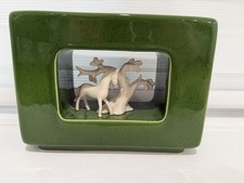 Howard Pierce Claremont, California Horse & Tree Glazed Green Ceramic Vase P#500 picture