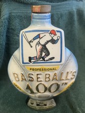 Vintage Empty Jim Beam Decanter Baseball's 100th Anniversary  with Cork  10.5 in picture