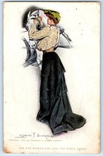 c1910's Pretty Woman With Horse Head Clarence F. Underwood Antique Postcard picture
