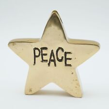 Brass Star Shaped Christmas Candle Holder - Peace picture