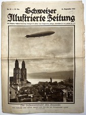 1924 SCHWEIZER ILLUSTRIERTE ZEITUNG ZEPPELIN OVER ZURICH GROSSMUNSTER EURO NO 38 picture